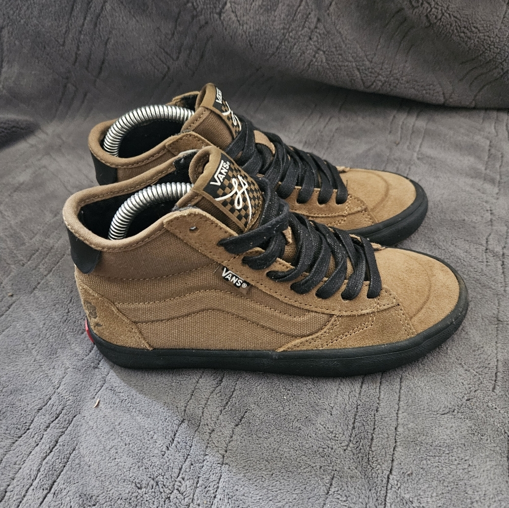 Vans THE LIZZIE Womens Sz 5 Brown Black Suede Hi Top Skate Shoes Casual Sneakers